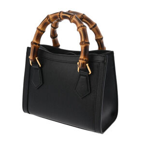 Gucci Handbag Black Tote Diana Yellow Bag Leather